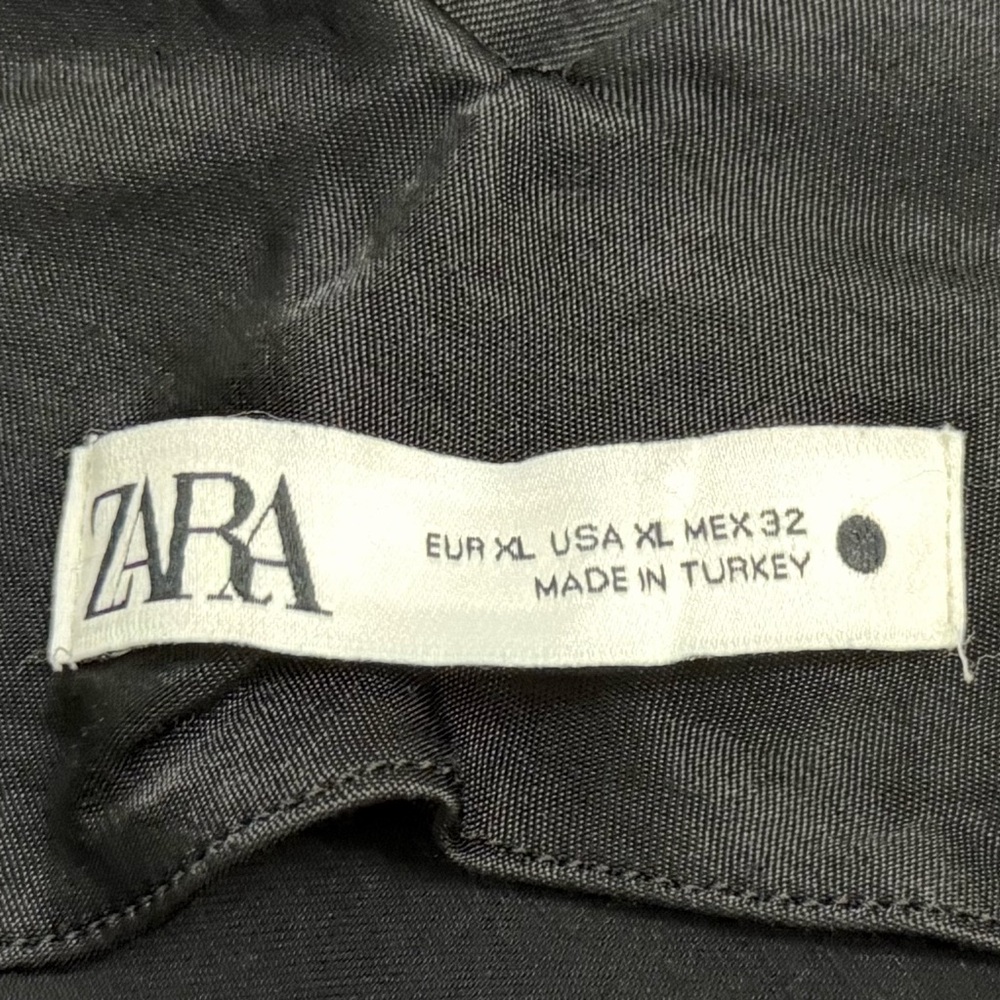 NEW ZARA Y2K Black Satin Plunge Mini Dress With Rhinestone Accents Size XL - Picture 6 of 7